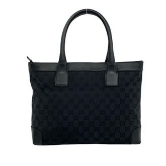 Gucci Black Canvas Leather Handbag Shoulder Bag Tote Bag (Pre-Owned)