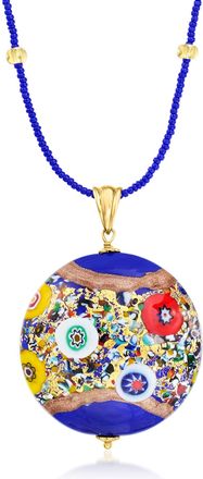Ross-Simons Italian Multicolored Murano Glass Necklace in 18kt Gold Over Sterling