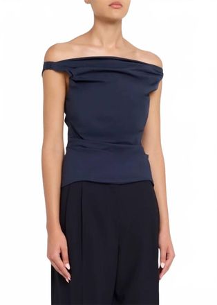 SIMKHAI Maisel Cotton Draped Top In Midnight