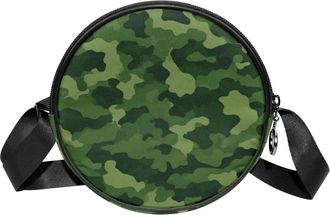 Generic Circle Crossbody Bag for Women, Camouflage Small Sling Bag Daypack with Zipper Adjustable Shoulder Straps Casual Ladies Girls Round Purse