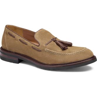 Johnston & Murphy Hartford Tassel Loafer in Beige Italian Suede at Nordstrom, Size 11.5