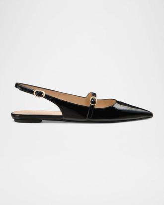 Stuart Weitzman Emilia Patent Mary Jane Slingback Ballerina Flats