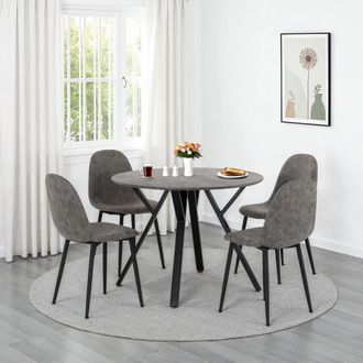 Seconique Athens Round Dining Set in Grey