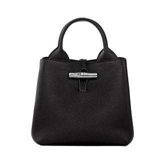 Longchamp Tassen, Dames, Zwart, ONE Size, Leer, Le Roseau Top-Handle S