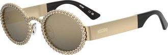 Moschino Ros&eacute;goud Grijze Zonnebril - Dames - Zonnebrillen - Geel - 52 MM - Accessoires