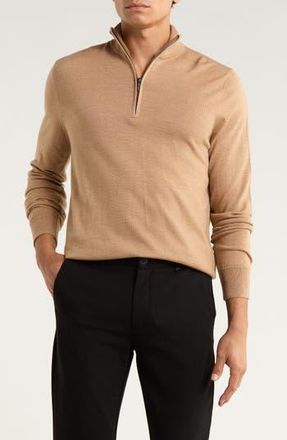 Brooks Brothers Swift Merino Wool Half Zip Pullover in Camel at Nordstrom Rack, Size Xx-Large