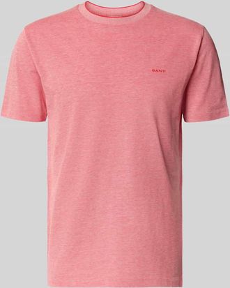 GANT T-Shirt mit Rundhalsausschnitt und Label-Stitching in Apricot, Gr&ouml;&szlig;e 3XL