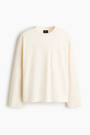 H&M Langarmshirt aus Jersey in Loose Fit - Weiss
