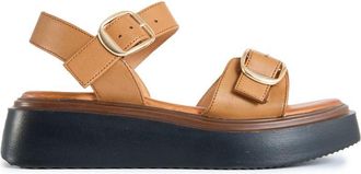Sole Womens Ldn Bodie Flatform Sandals - Tan Leather - Size UK 6.5