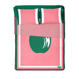 Benetton Set de 4 s&aacute;banas en algod&oacute;n rosa y verde