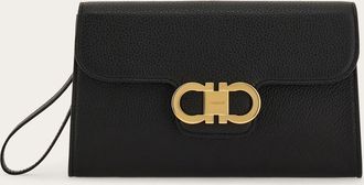 Ferragamo Women Double Gancini clutch Black