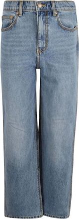Tory Burch High-Rise Straight Jeans - Dames - Regular Fit Jeans - Blauw - W28 - Katoen - Jeans