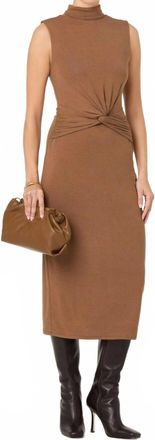 Astr Riana Turtleneck Twist Front Dress In Chestnut