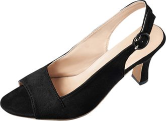 Generic Black Women Spring Summer Sandals Pointed Toe High Heels Closed Toe Flock Upper Casual Outdoor