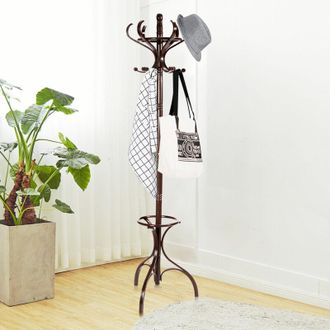 Costway Costway Perchero De Pie Con 12 Ganchos Para Colgar Ropa Perchero De Madera 182 Cm Para Pasillo Dormitorio Oficina