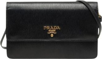 Prada Pre-owned Vitello Move Shoulder Bag - Dames - Vintage Schoudertas - Zwart - ONE Size - Leer - Vintage