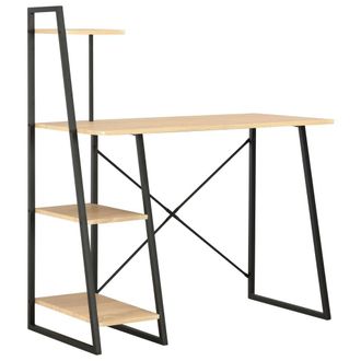 Berkfield Home Desk with Shelving Unit Black & Oak 102x50x117 cm | Size: 102 x 50 x 117 cm