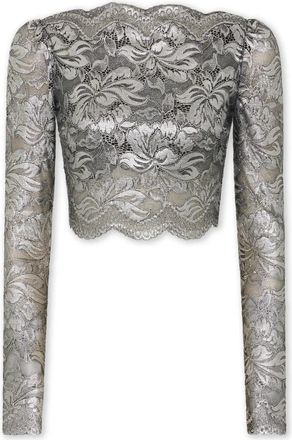 Paco Rabanne Lace Cropped Top - Dames - Longsleeves - Grijs - S - Tops