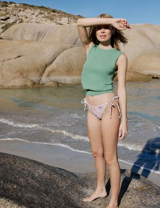 Nobody's Child Printed Whipstitch Tie Side Bikini Bottoms