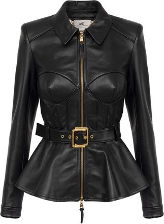 Elisabetta Franchi Leren jack - Zwart