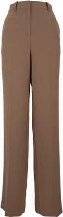 Elisabetta Franchi Dames Ritsbroek met Haak en Knoop - Dames - Wijde Broeken - Bruin - S - Polyester - Broeken
