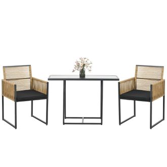 OUTSUNNY Muebles de jard&iacute;n 107x58x70 cm natural y negro