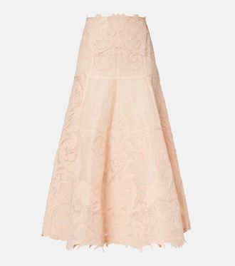 Zimmermann Rebellion Filigree embroidered midi skirt