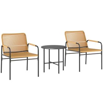 Urban Meuble Conjunto de balc&oacute;n rat&aacute;n y metal 3 piezas, estilo natural chic