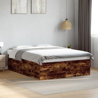 vidaXL Estructura De Cama Madera De Ingenier&iacute;a Roble Ahumado 150x200cm Vidaxl