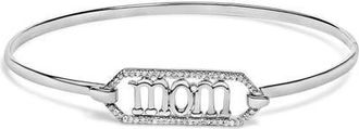 House of Brilliance Silver 1/5 Cttw Diamond Mom Bangle Bracelet in White at Nordstrom