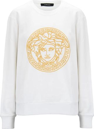 Versace Geborduurde Crewneck Sweatshirt - Dames - Sweatshirts - Wit - L - Katoen - Hoodies & sweatvesten