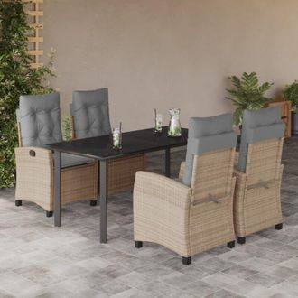 vidaXL Set Comedor De Jard&iacute;n 5 Pzas Con Cojines Rat&aacute;n Sint&eacute;tico Beige Vidaxl