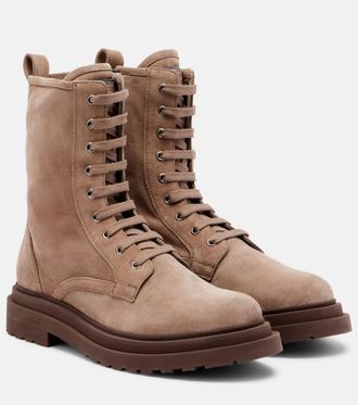 Brunello Cucinelli Suede lace-up boots