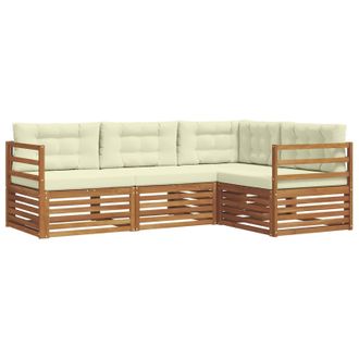 vidaXL Conjunto De Sof&aacute;s De Exterior Con Coj&iacute;n 4 Pcs Natural Y Crema Vidaxl