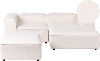 Beliani Beliani - Sof&aacute; Esquinero Moderno 2 Plazas Patas Negras Izquierdo Otomana Tapicer&iacute;a De Boucl&eacute; Blanco Crema Ardal