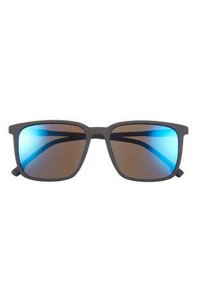 Hurley 55mm Polarized Square Sunglasses in Rubberized Black at Nordstrom Rack