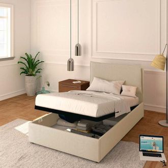 Baldiflex Baldiflex Letto Contenitore Piazza e mezzo 120x190 Licia in Tessuto con Rete a Doghe colore Beige