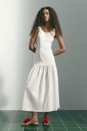 H&M Flared-skirt low-back dress in White at Nordstrom, Size Xx-Large