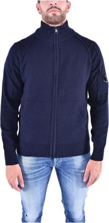 C.P. Company Wollen Ritsvest met Ribdetails - Heren - Coltruien - Blauw - XL - Wol - Truien & Vesten