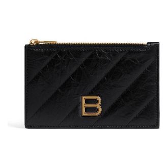 Balenciaga (WMNS) Balenciaga Crush Long Coin And Card Holder Quilted Black 766465210J11000