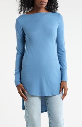 Go Couture Boat Neck High Low Sweater in Lyons Blue at Nordstrom Rack, Size X-Large