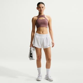 Nike Womens One Dri-FIT Mid-Rise 3 Brief-Lined Shorts in White | DX6010-101
