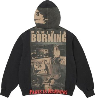 SUPREME SS26 Paris Is Burning Zip Up Hooded Sweatshirt Black SUP-SS26-345-BLK