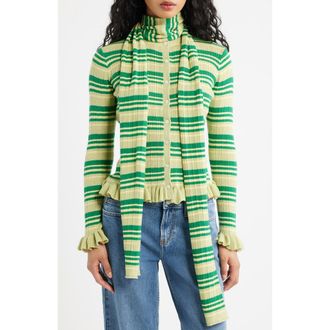 Damson Madder Anelis Organic Cotton & Merino Wool Blend Cardigan in Green Multi at Nordstrom, Size 14 Us