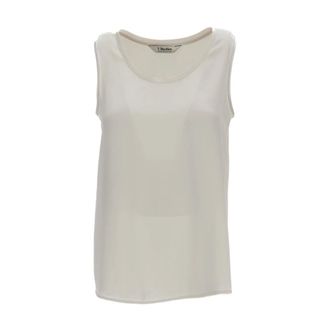 Max Mara Sleeveless Tops, female, Beige, Size: 2XS Satin Top