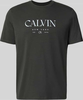 Calvin Klein T-Shirt mit Label-Print und Rundhalsausschnitt in Black, Größe XXL