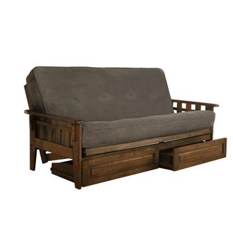 Kodiak Tucson Frame-Rustic Walnut Finish-Marmont Thunder Mattress-Storage Drawers