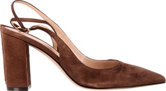 Gianvito Rossi Pre-owned Womens Pointed Slingback Pumps in Brown Suede - Mocha - Size 39.5 EU/IT