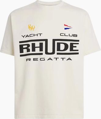 Rhude Mens Rhude Regatta Yacht Club T-Shirt White - Size: 40