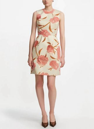Lela Rose Floral Velvet Sleeveless Mini Dress In Pink Multi